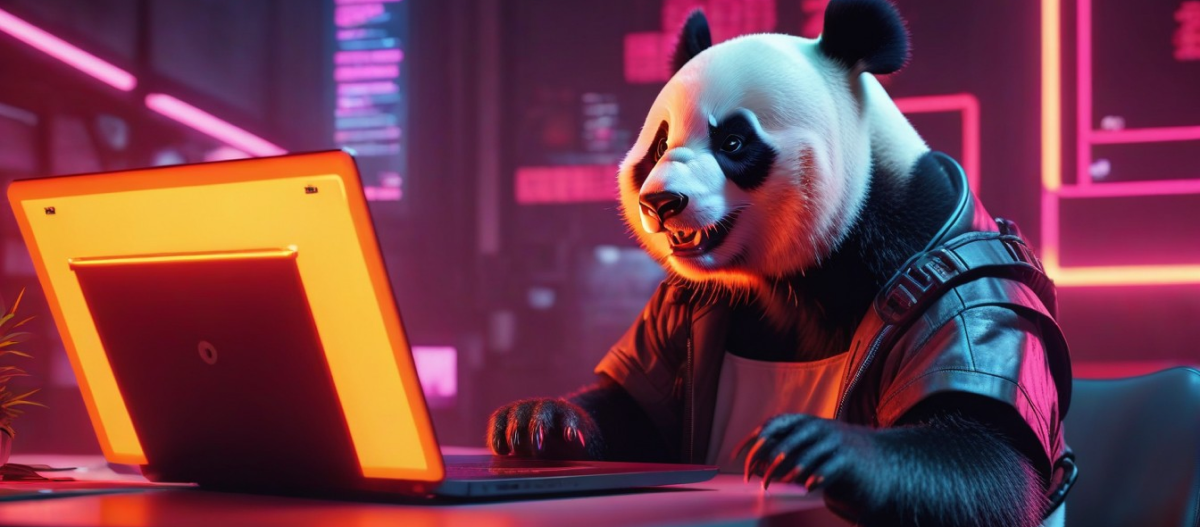 panda is enjoying games while playing